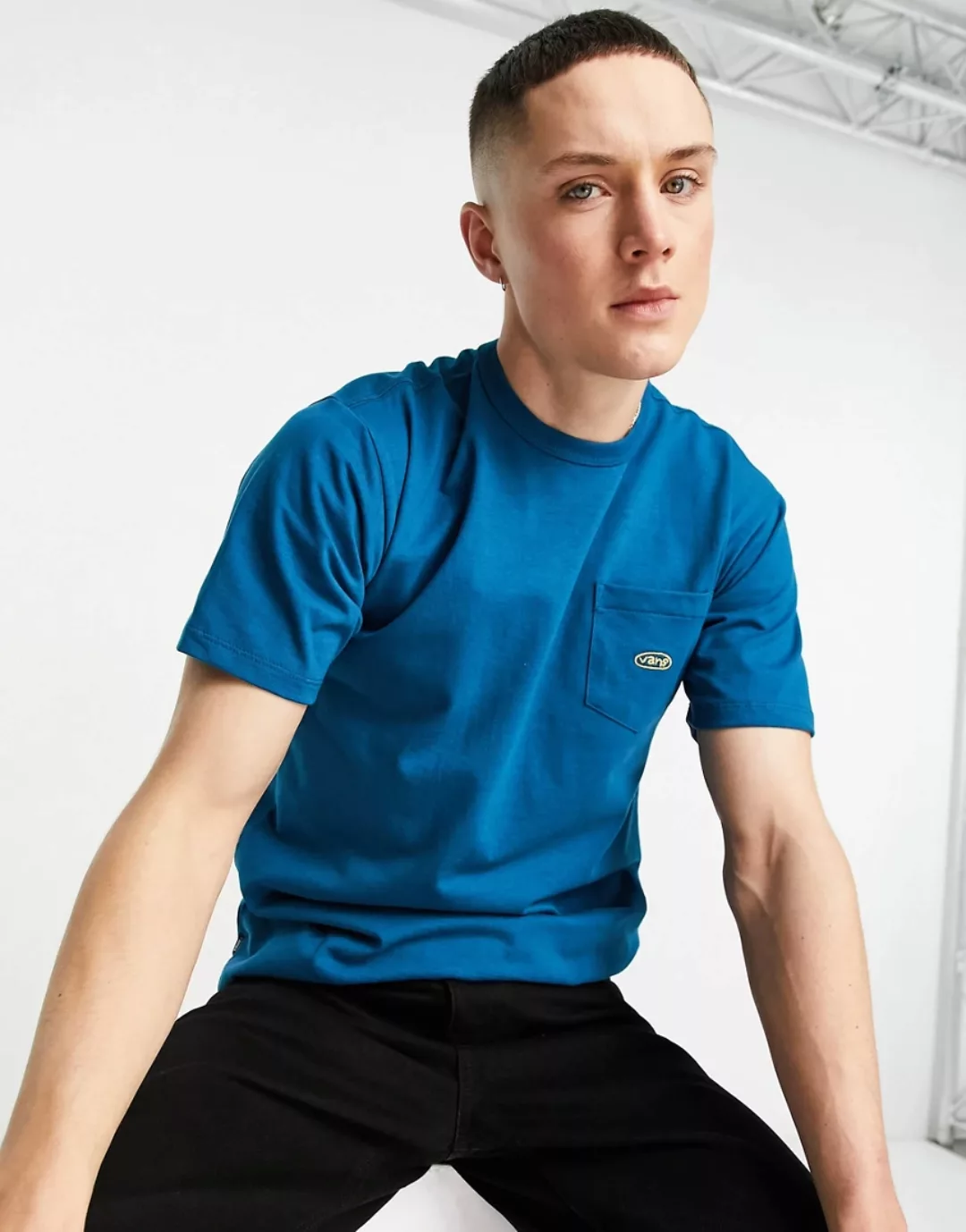 Vans – Colour Multiplier Off The Wall – T-Shirt in Blau günstig online kaufen