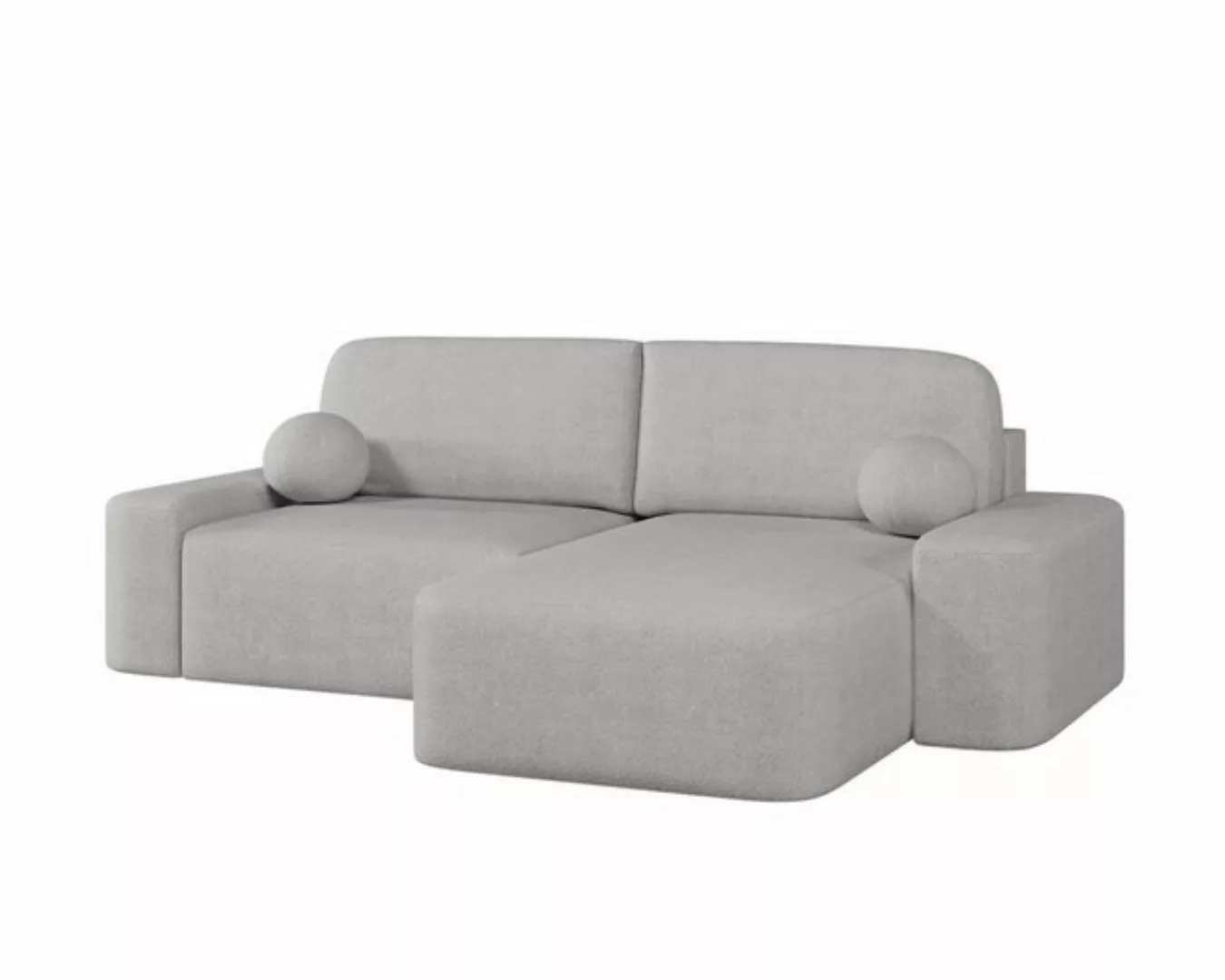 MOEBLO Ecksofa Lisbon aus Bouclé, Ottomane beidseitig montierbar Couch für günstig online kaufen