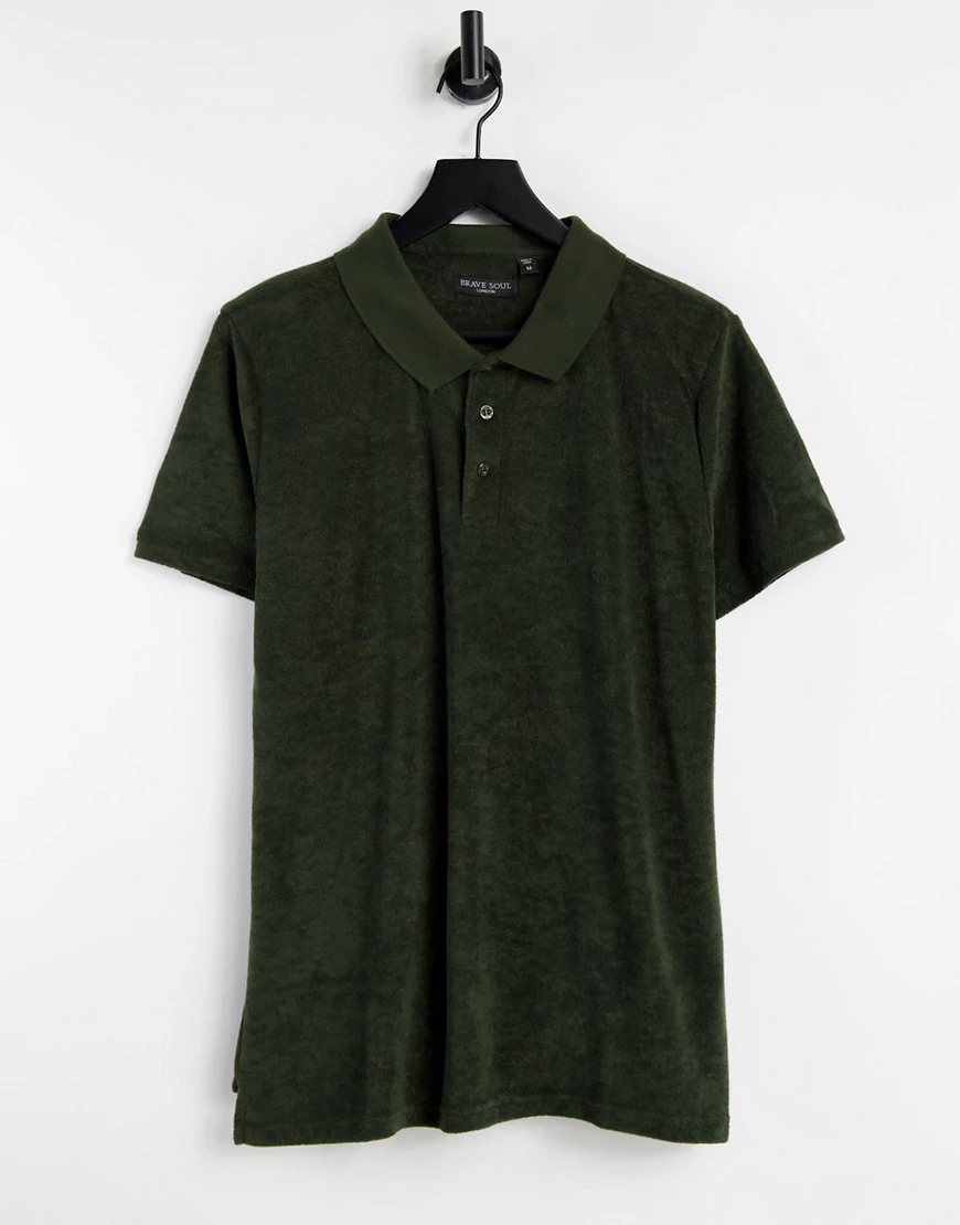 Brave Soul – Polohemd aus Frottee in Khaki-Grün günstig online kaufen