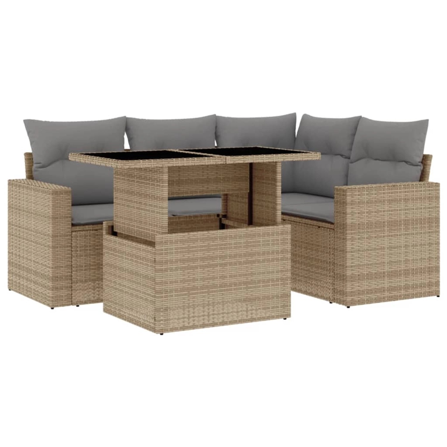 vidaXL 5-tlg Garten-Sofagarnitur mit Kissen Beige Poly Rattan Modell 209 günstig online kaufen