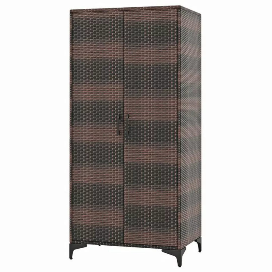 COSTWAY Kleiderschrank mit Kleiderstange, Türen & Fächern, Rattan, 72x50x15 günstig online kaufen