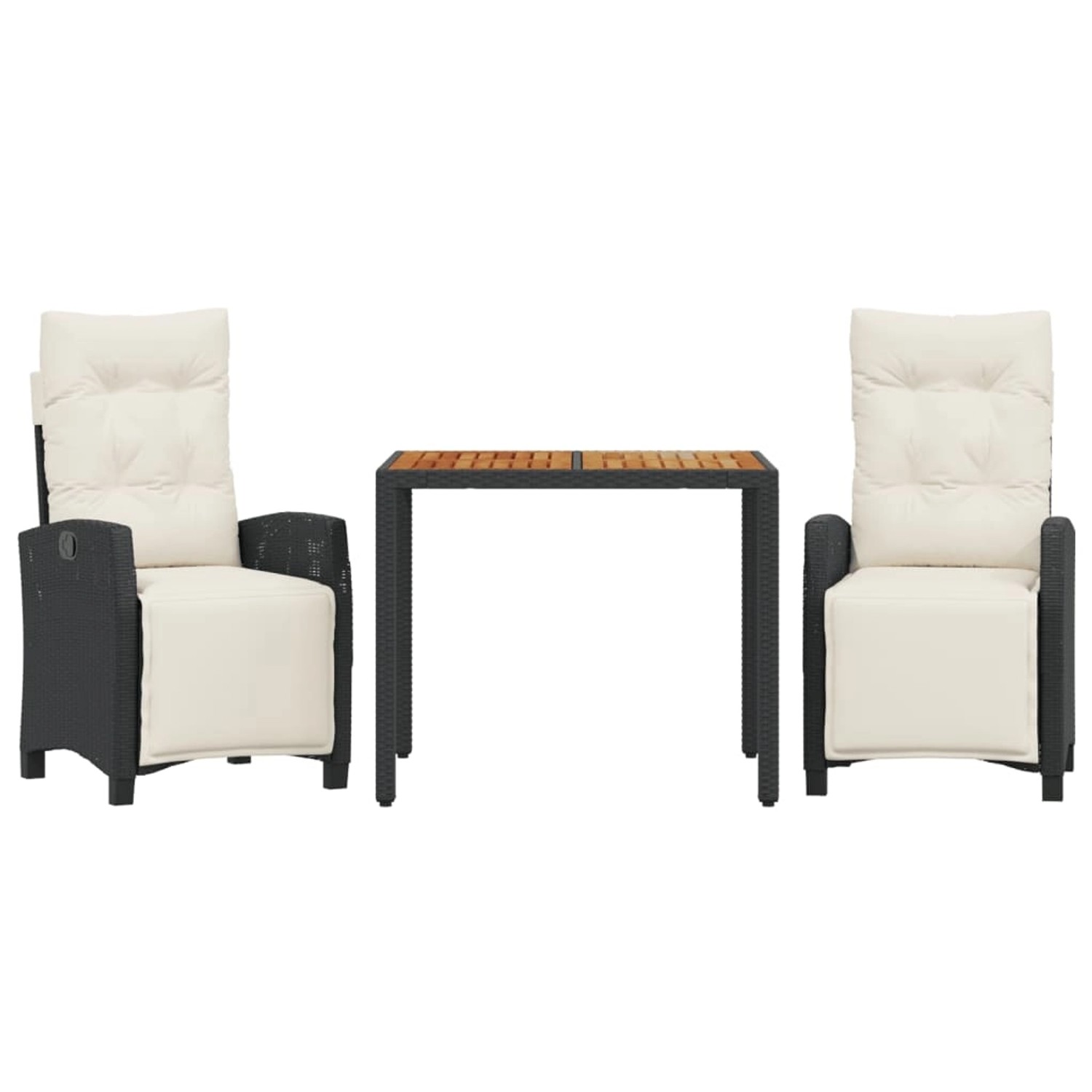 vidaXL 3-Tlg Garten-Essgruppe mit Kissen Schwarz Poly Rattan 3212900 günstig online kaufen