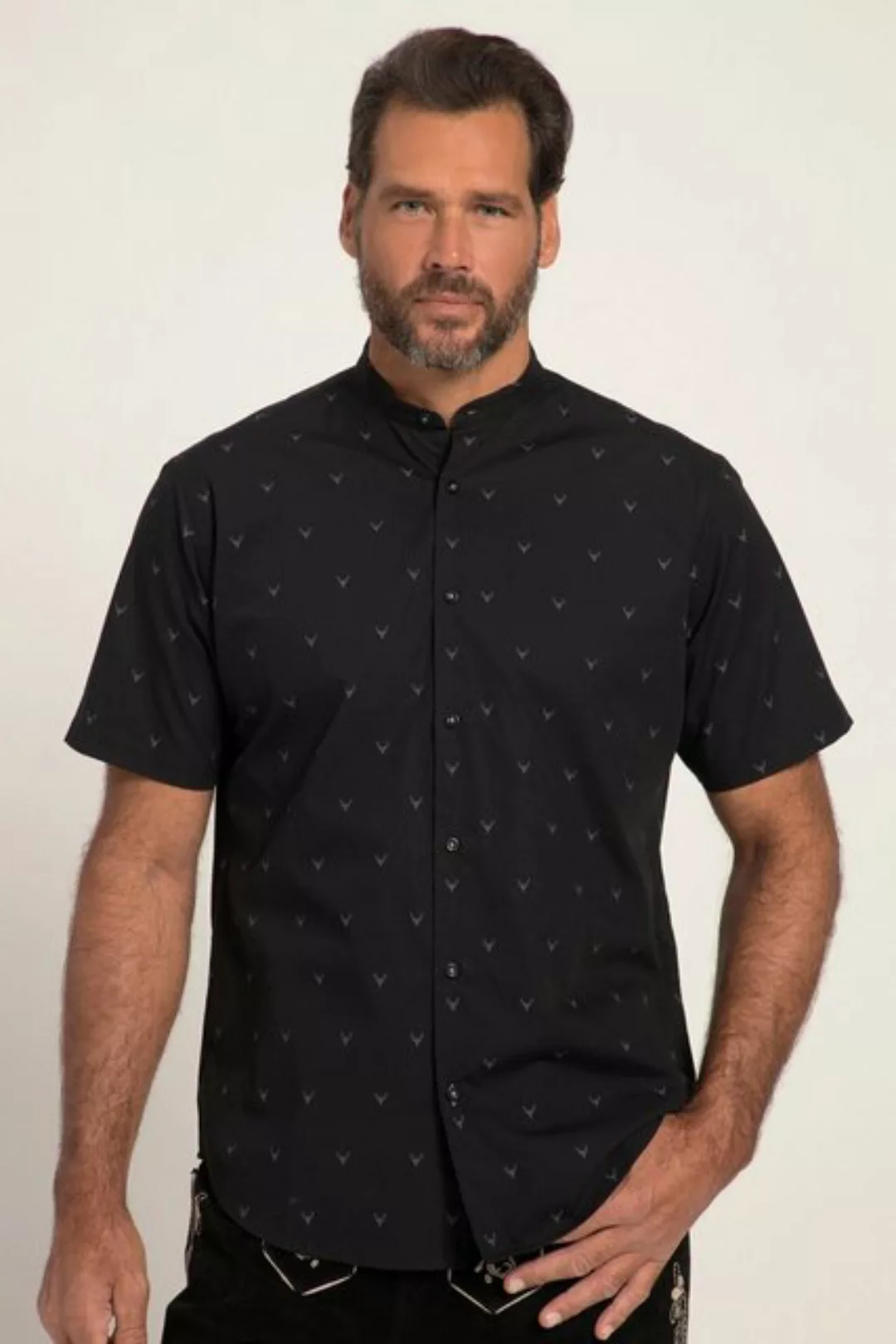 JP1880 Kurzarmhemd Hemd Tracht Halbarm Allover Print Stehkragen günstig online kaufen