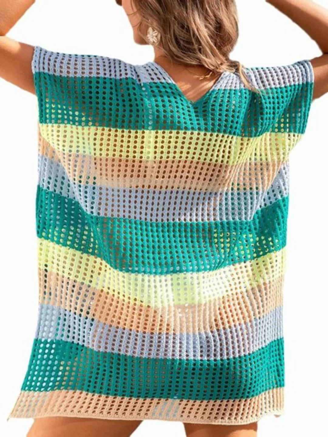FIDDY Strandkleid Lockere Sonnenschutzkleidung für den Urlaub in Farbblocko günstig online kaufen