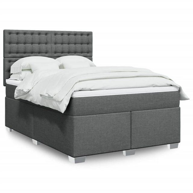 vidaXL Boxspringbett, Boxspringbett mit Matratze Dunkelgrau 140x200 cm Stof günstig online kaufen