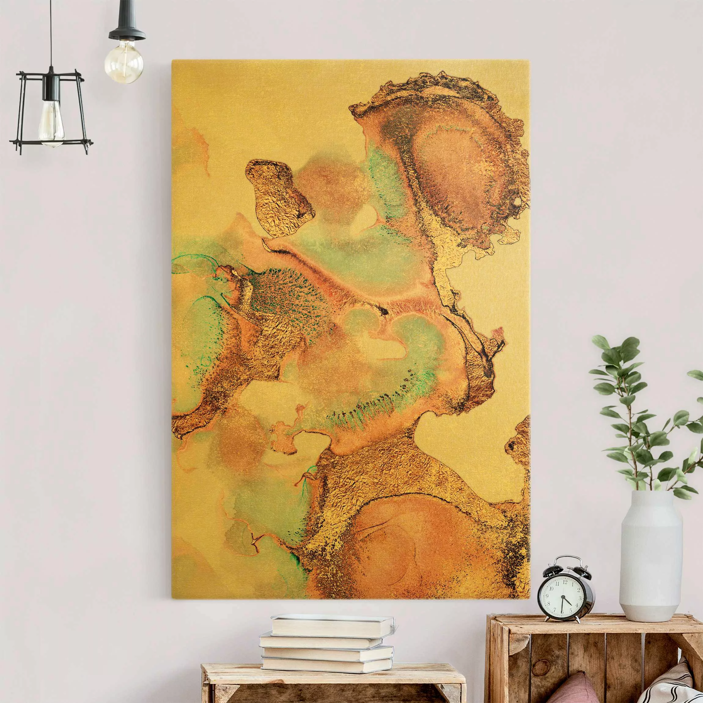 Leinwandbild Gold Goldenes Aquarell Rosé günstig online kaufen