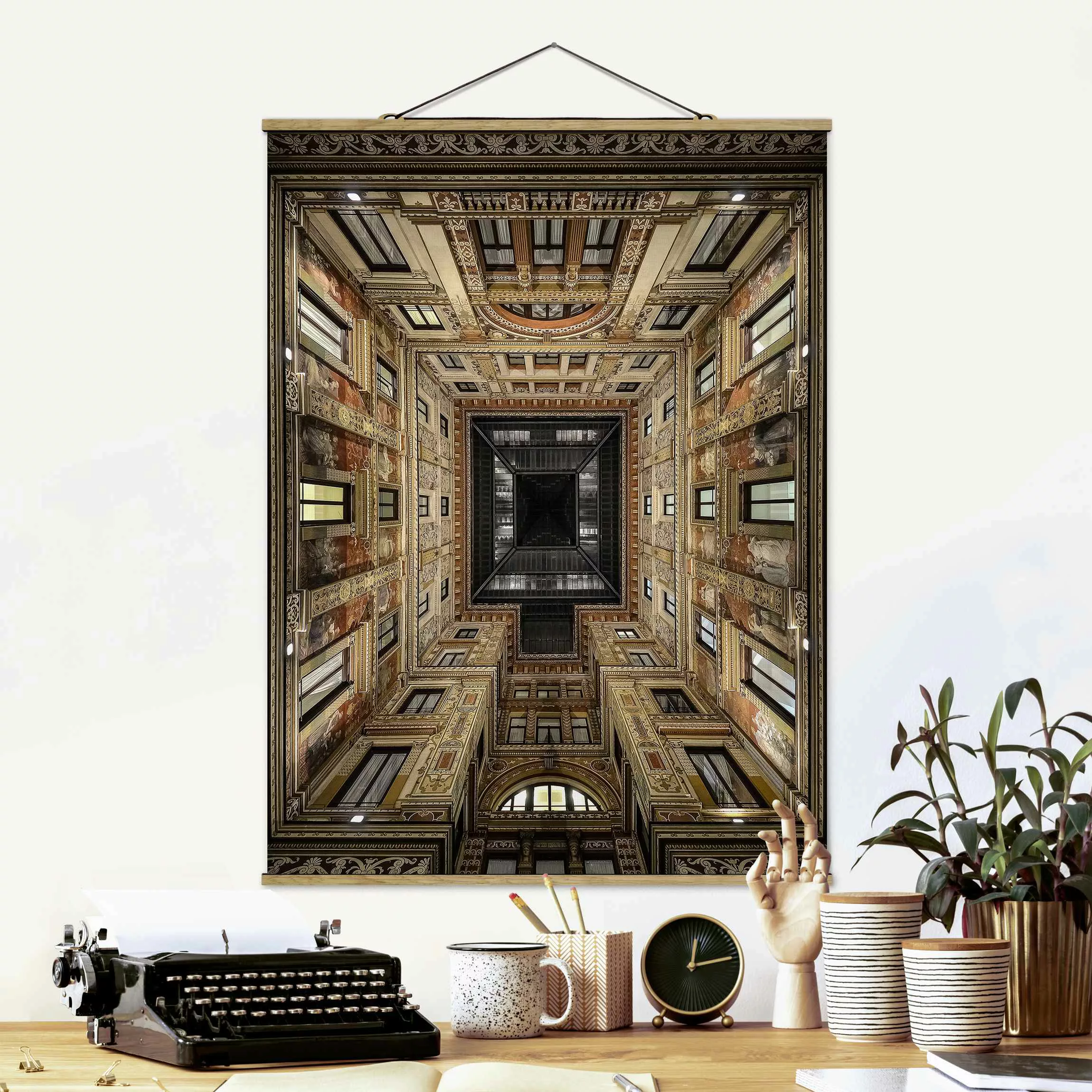 Stoffbild Architektur mit Posterleisten - Hochformat Galleria Sciarra in Ro günstig online kaufen