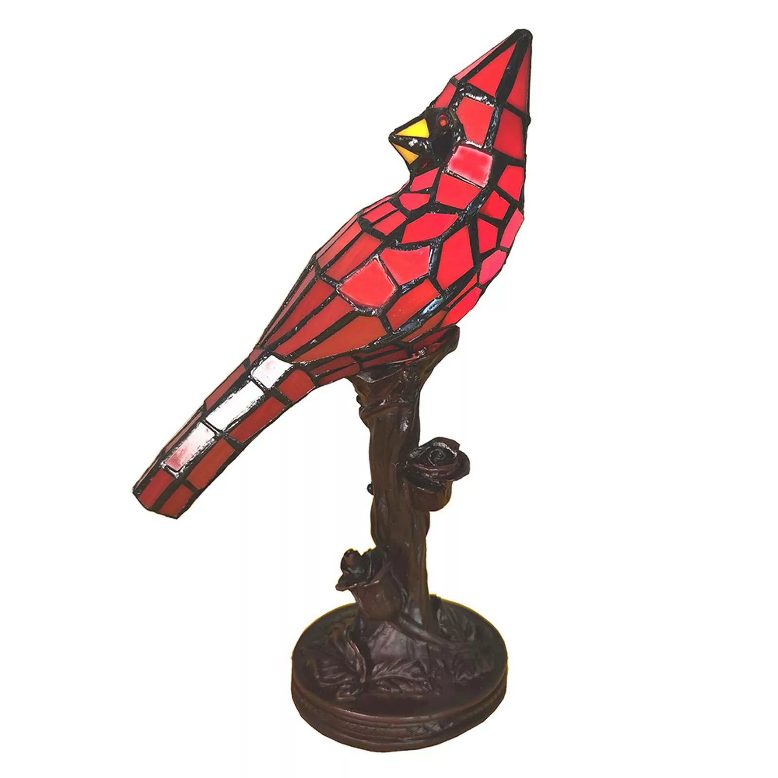 Tischleuchte 5LL-6102R Vogel, rot, Tiffany-Stil günstig online kaufen