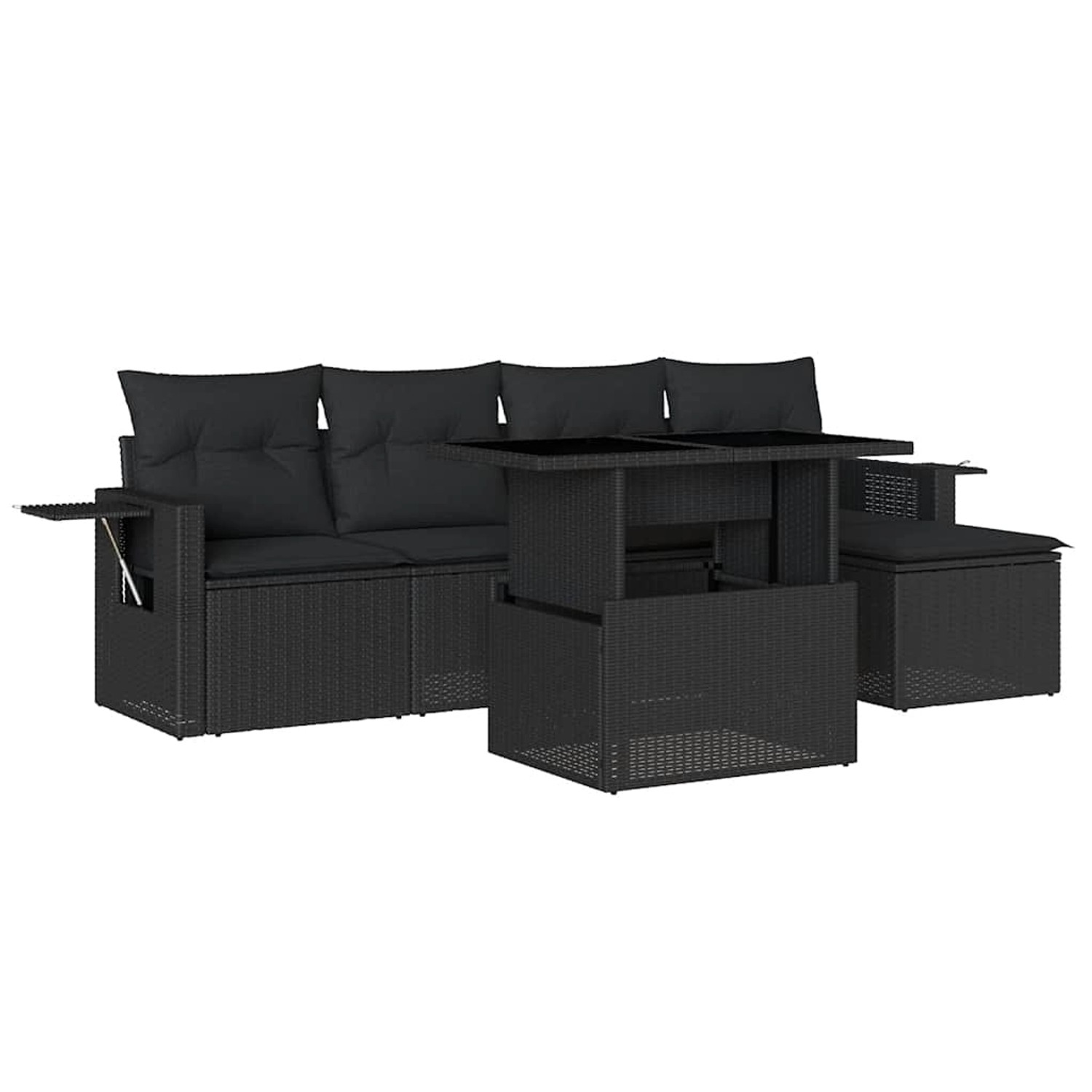 vidaXL 6-Tlg Garten-Sofagarnitur mit Kissen Schwarz Poly Rattan 3267865 günstig online kaufen