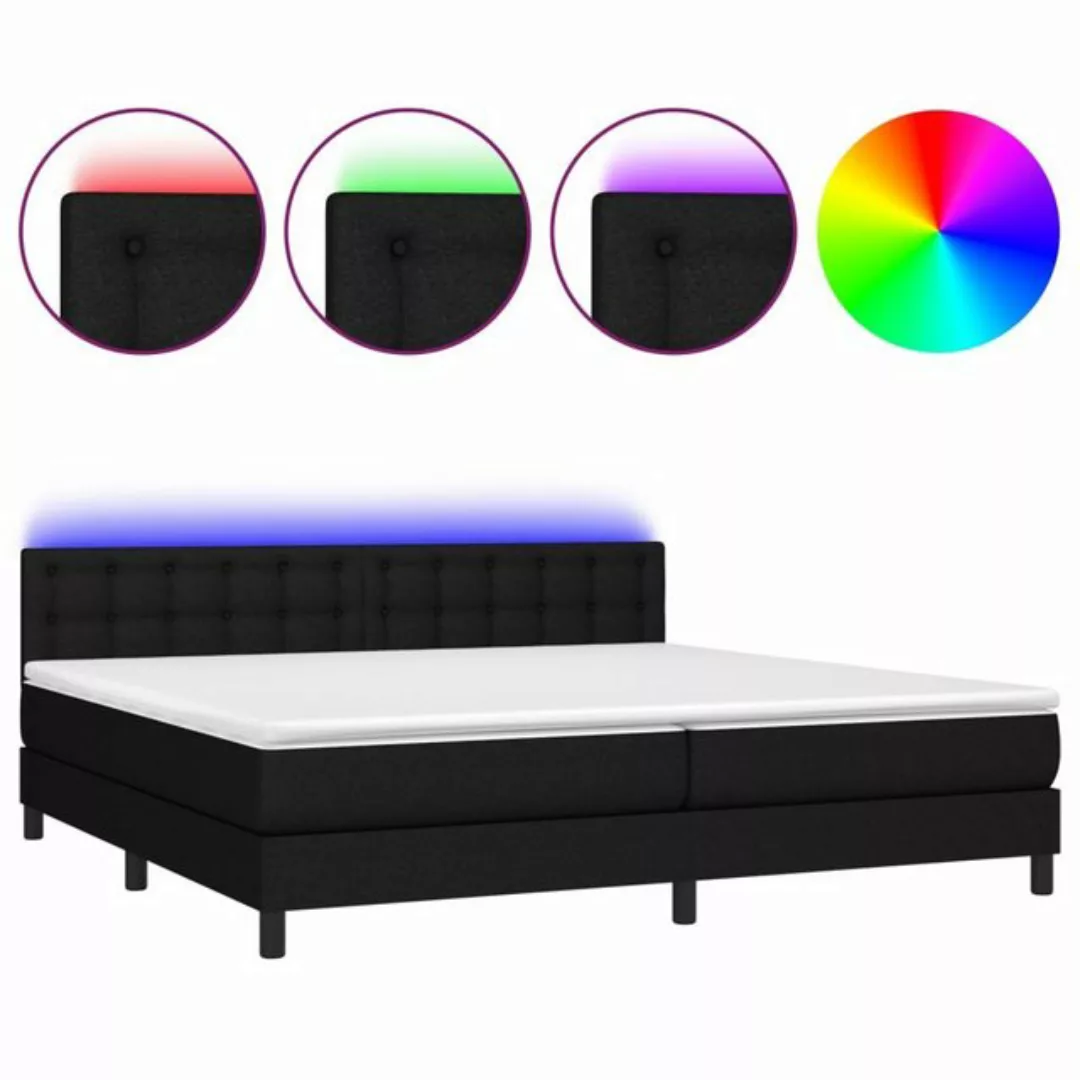 vidaXL Bettgestell Boxspringbett mit Matratze LED Schwarz 200x200 cm Stoff günstig online kaufen