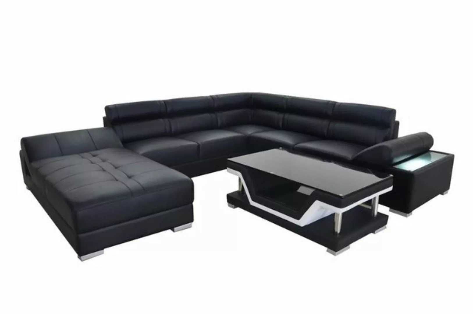 Xlmoebel Ecksofa Moderne Ecksofa Garnitur aus grauem Kunstleder mit USB-Ans günstig online kaufen