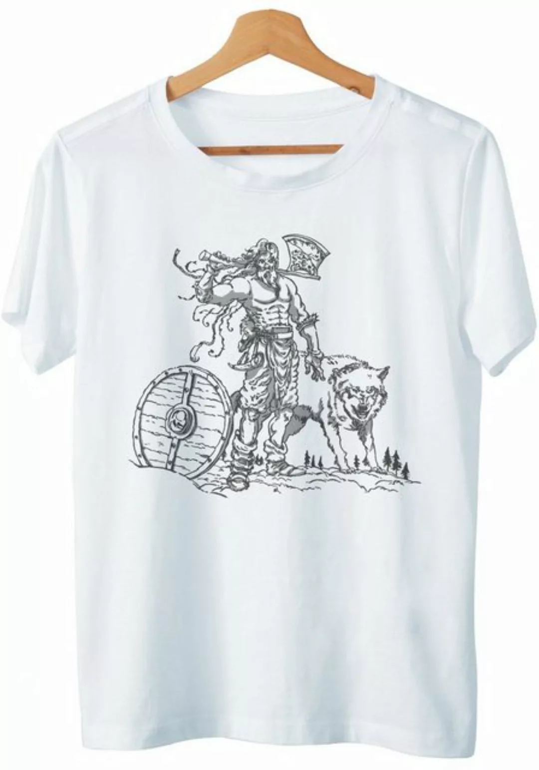 Art & Detail Shirt T-Shirt Wikinger mit Wolf günstig online kaufen
