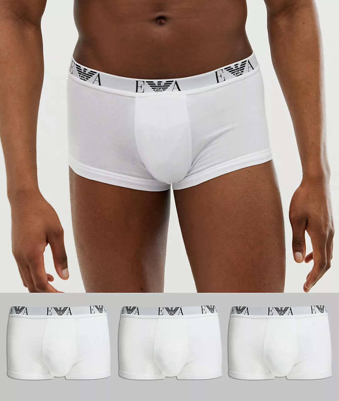 Emporio Armani – EVA – 3er-Pack Unterhosen mit Logo in Weiß günstig online kaufen