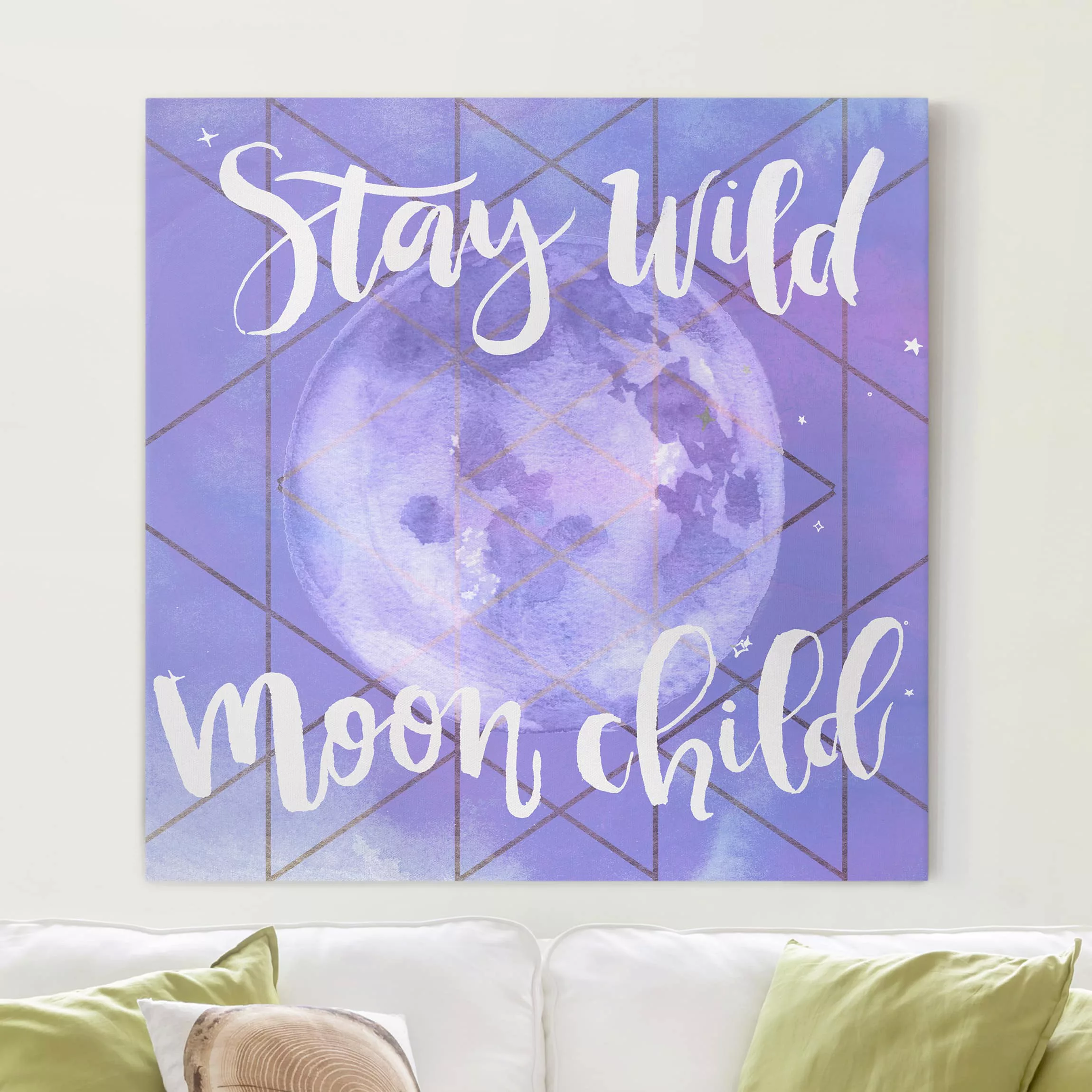 Leinwandbild Spruch - Quadrat Mond-Kind - Stay wild günstig online kaufen