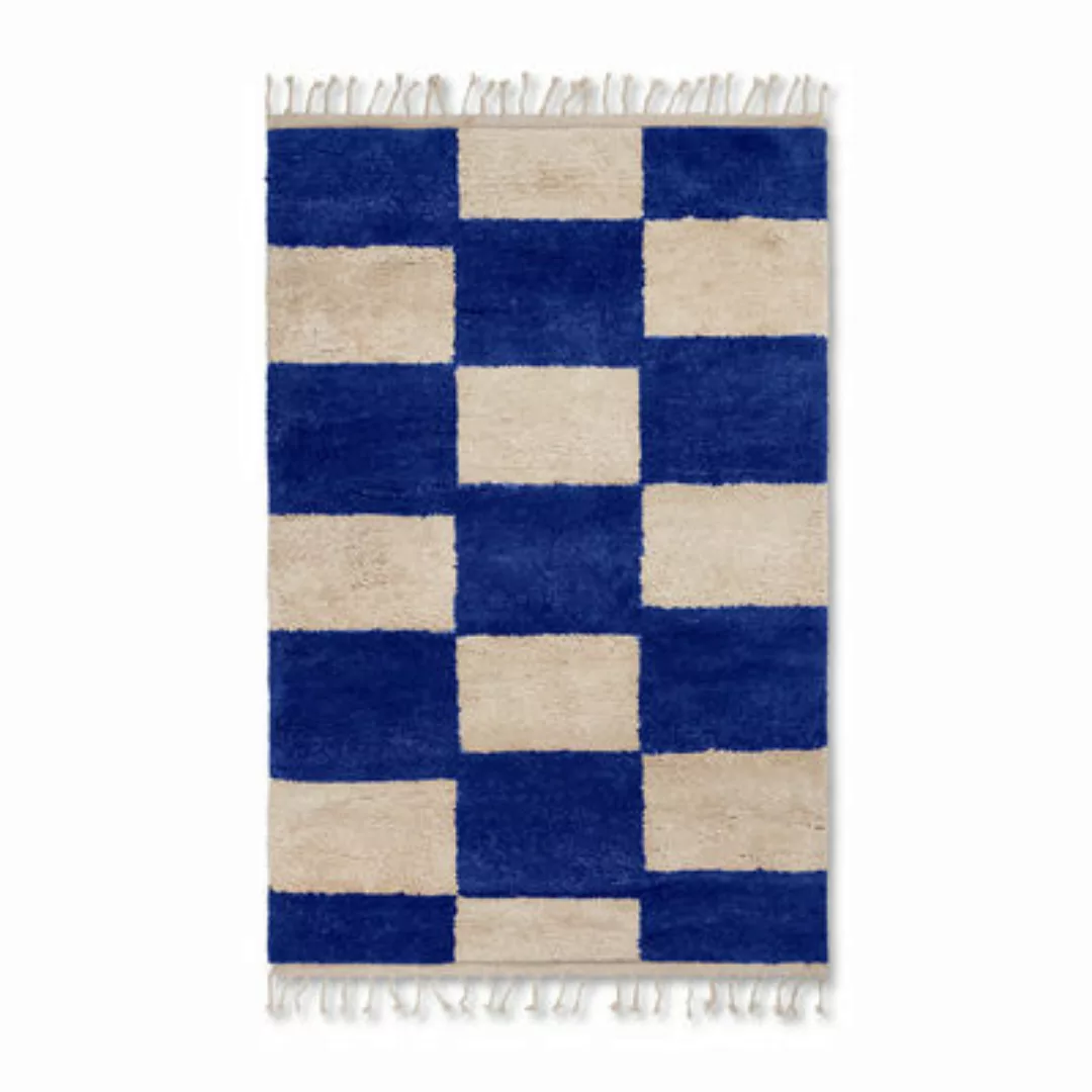Teppich Mara Large textil blau / 180 x 120 cm - Ferm Living - Blau günstig online kaufen