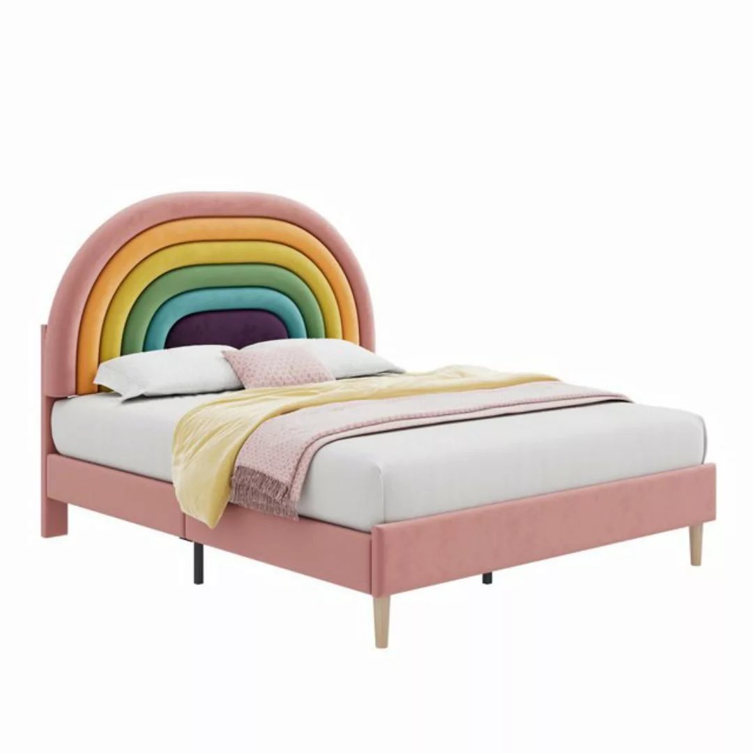 HAUSS SPOLE Polsterbett 140x200 mit höhenverstellbarem Regenbogen-Kopfteil, günstig online kaufen