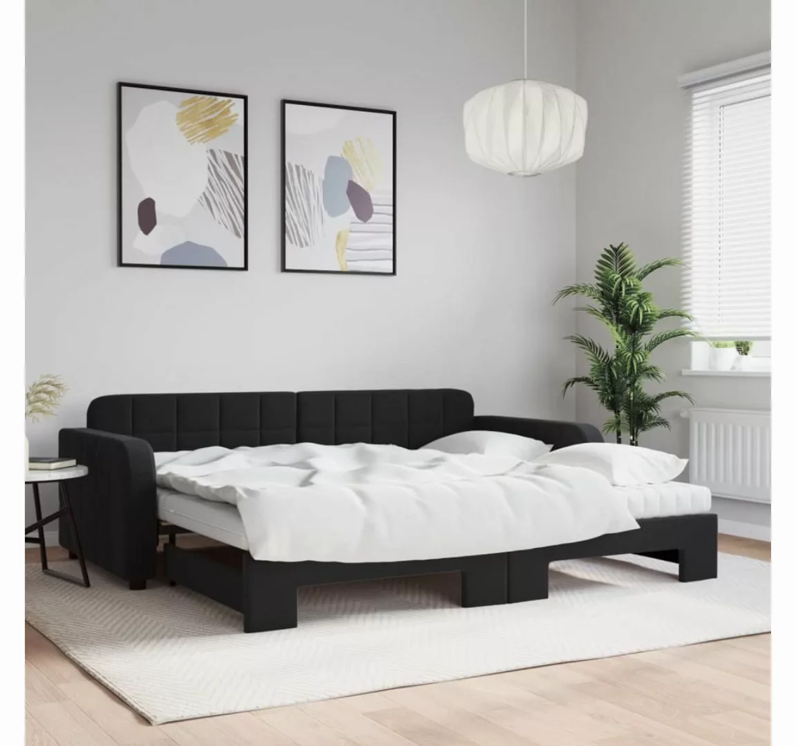 vidaXL Gästebett Gästebett Tagesbett Ausziehbar mit Matratzen Schwarz 90x19 günstig online kaufen