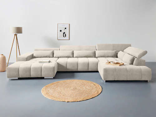 COTTA Wohnlandschaft "Orion U-Form", mit Kopfteilverstellung & 6 Nierenkiss günstig online kaufen