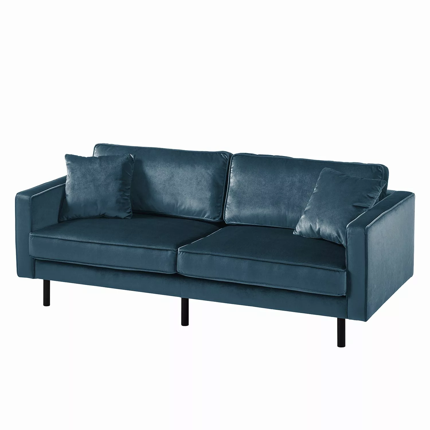 home24 Eva Padberg Collection Sofa Edina 3-Sitzer Dunkelblau Samt 207x81x96 günstig online kaufen