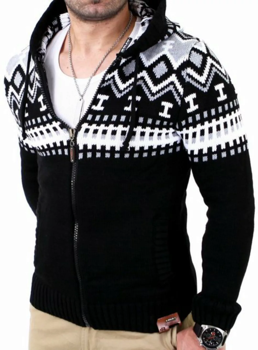 Reslad Strickpullover Reslad Herren Grobstrick Norweger Winter Strickjacke günstig online kaufen