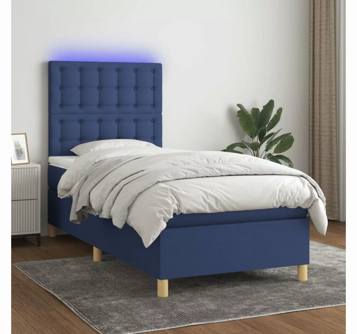 vidaXL Boxspringbett Boxspringbett mit Matratze LED Blau 80x200 cm Stoff Be günstig online kaufen