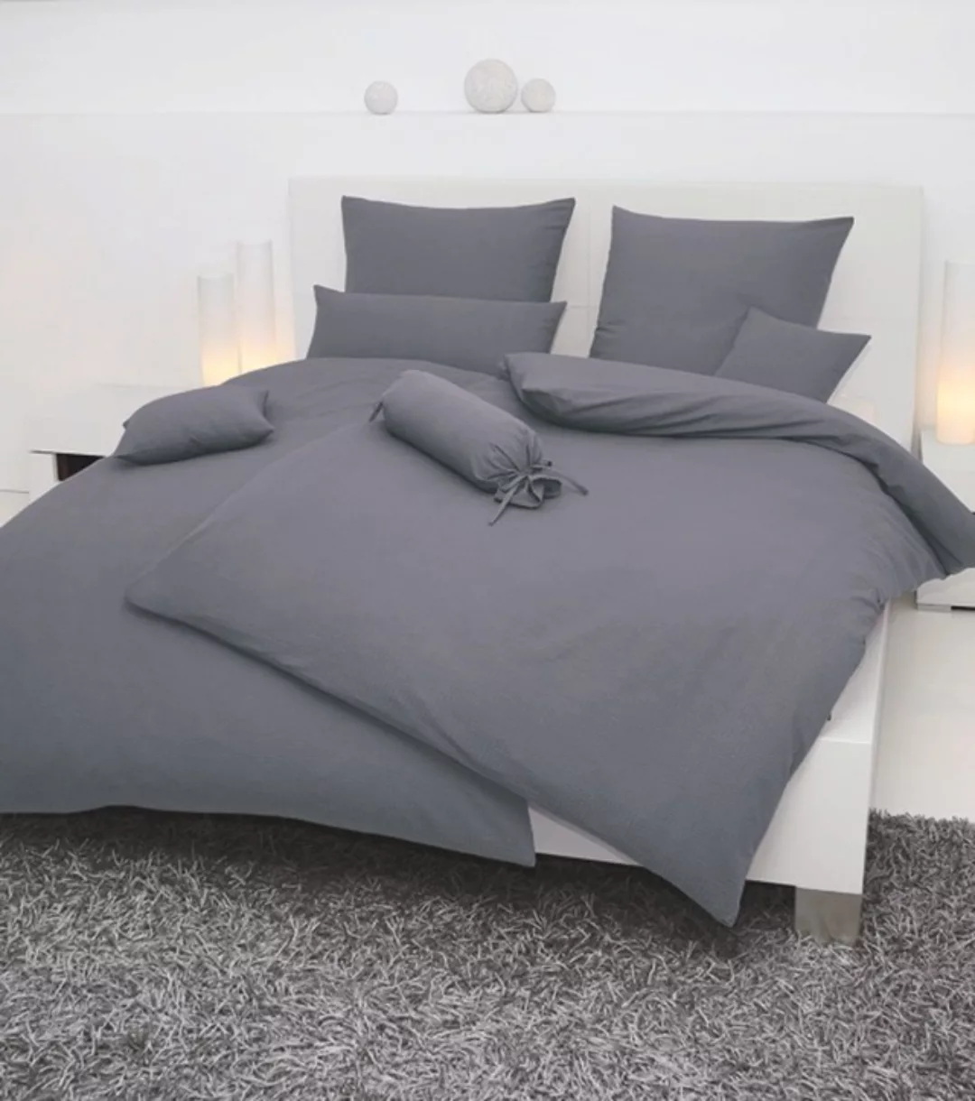 Janine Janine Mako-Soft-Seersucker Bettwäsche PIANO 0125 titan Größe:  200x günstig online kaufen
