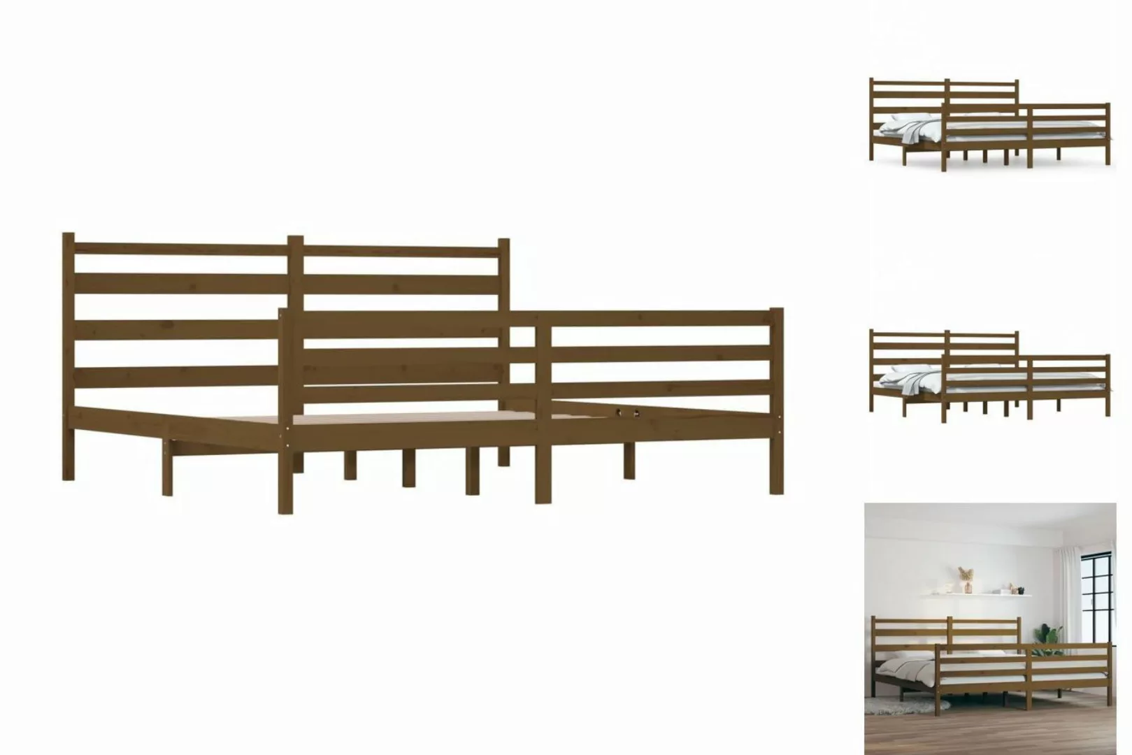 vidaXL Bettgestell Massivholzbett Kiefer 200x200 cm Honigbraun Bett Bettges günstig online kaufen