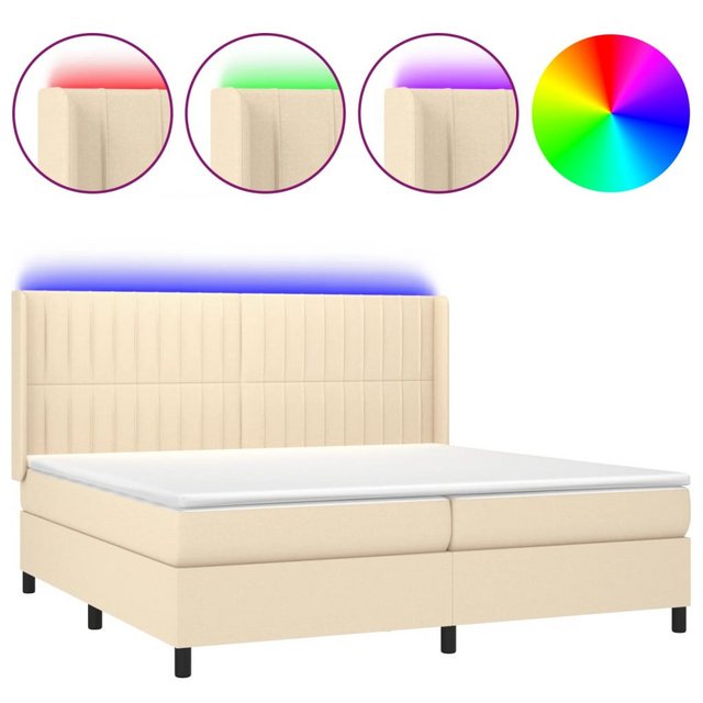 vidaXL Boxspringbett Boxspringbett mit Matratze und LED Stoff (200 x 200 cm günstig online kaufen