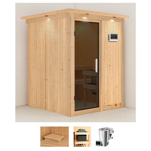 Karibu Sauna »Milaja«, (Set), 3,6-kW-Bio-Plug & Play Ofen mit externer Steu günstig online kaufen