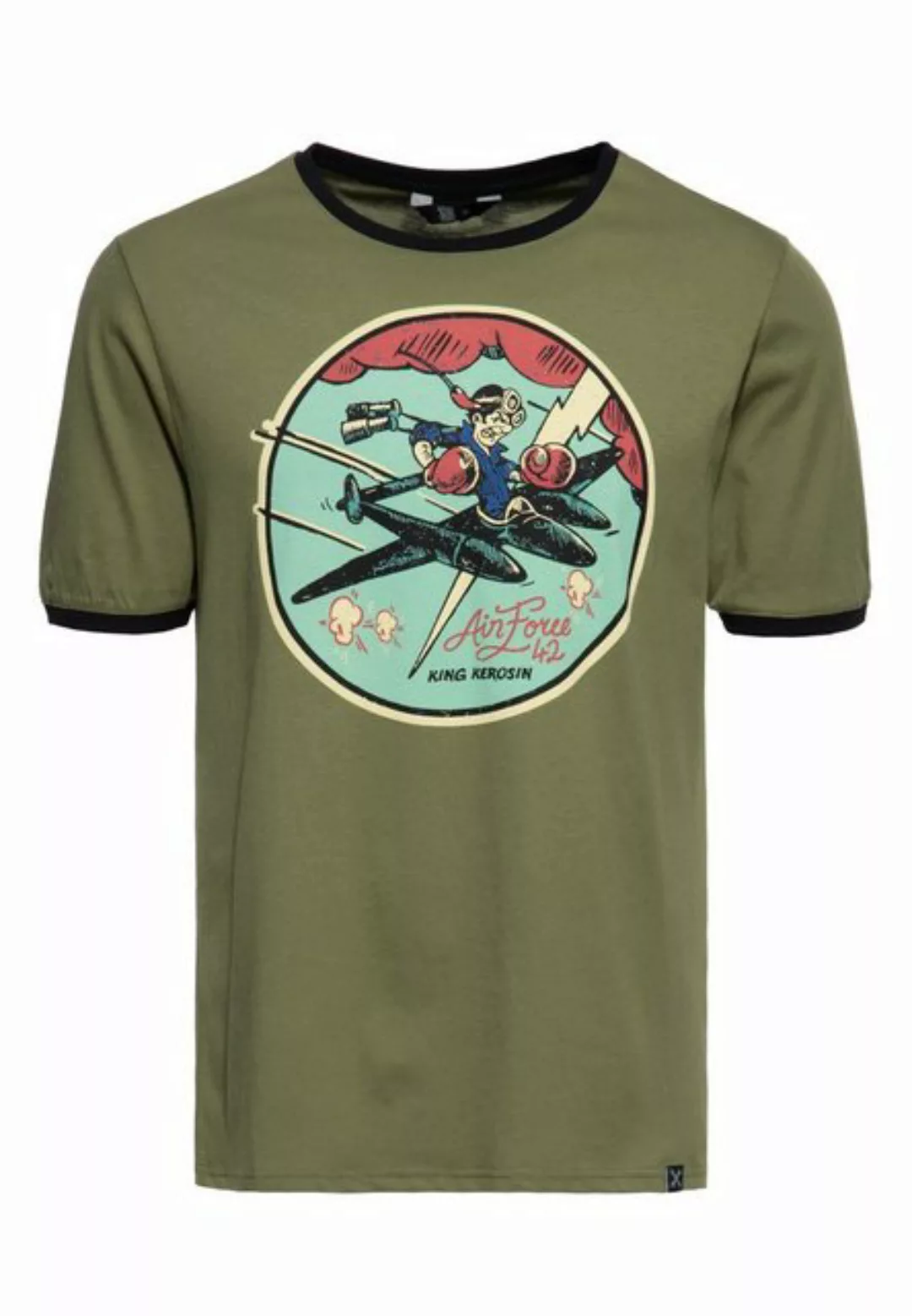 KingKerosin Print-Shirt Airforce 42 (1-tlg) mit coolen Prints im 70s Style günstig online kaufen