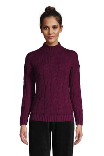 Stehkragenpullover aus Baumwollmix mit Zopfmuster, Damen, Größe: XS Normal, günstig online kaufen