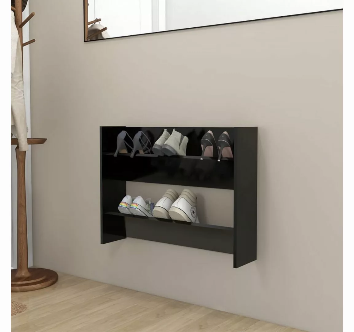 Wand-schuhschrank Schwarz 80x18x60 Cm Spanplatte günstig online kaufen