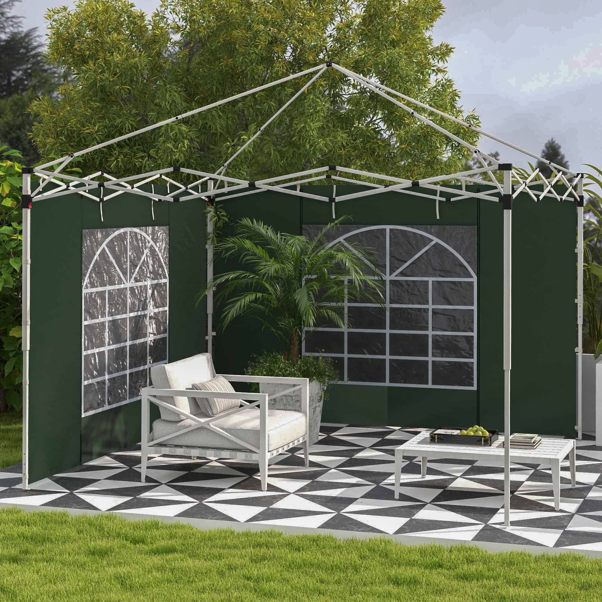 Outsunny 2er-Set Seitenteile für Pavillon 3x3/3x6 m, Seitenwand mit Fenster günstig online kaufen