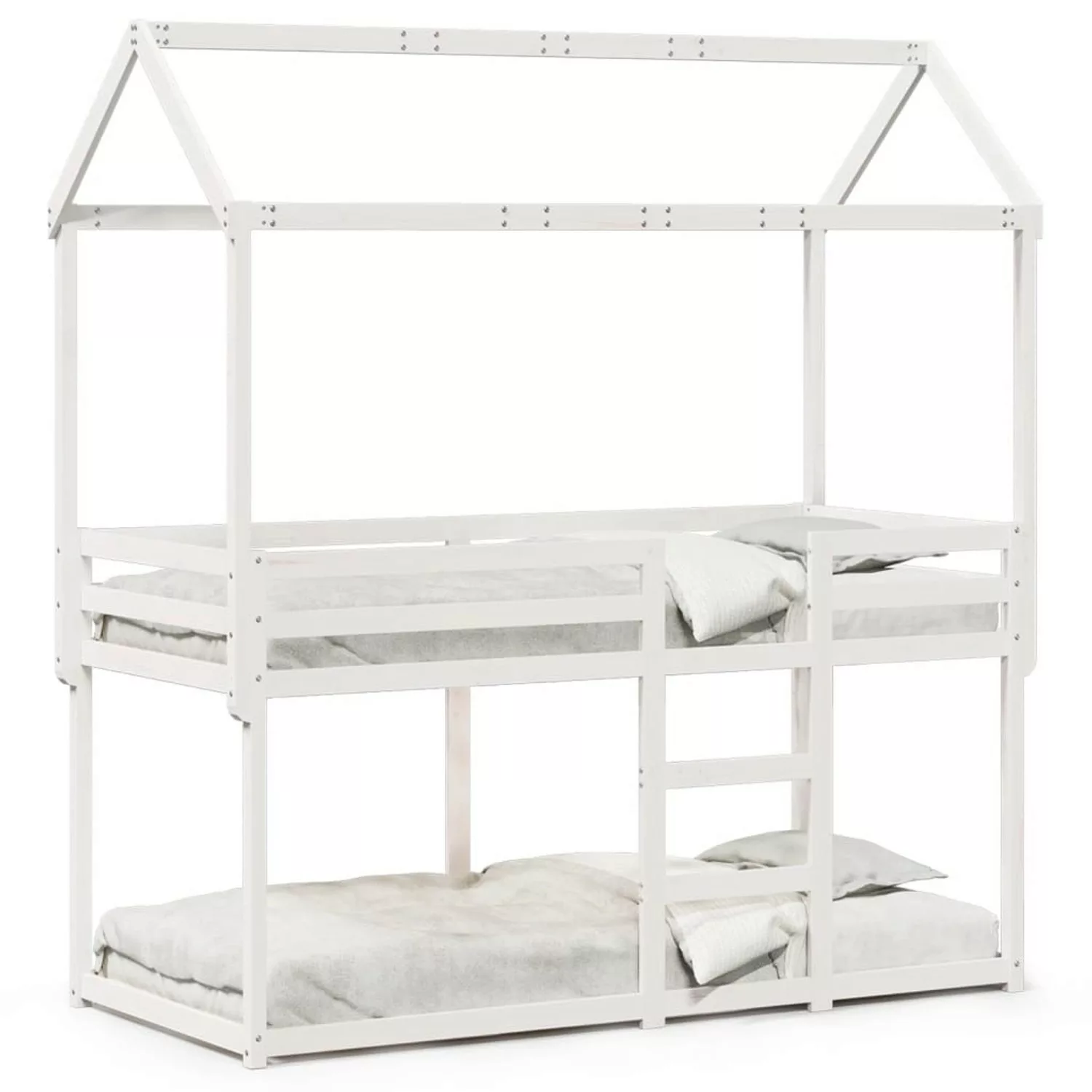 vidaXL Bett Etagenbett mit Dach Weiß 75x190 cm Massivholz Kiefer günstig online kaufen