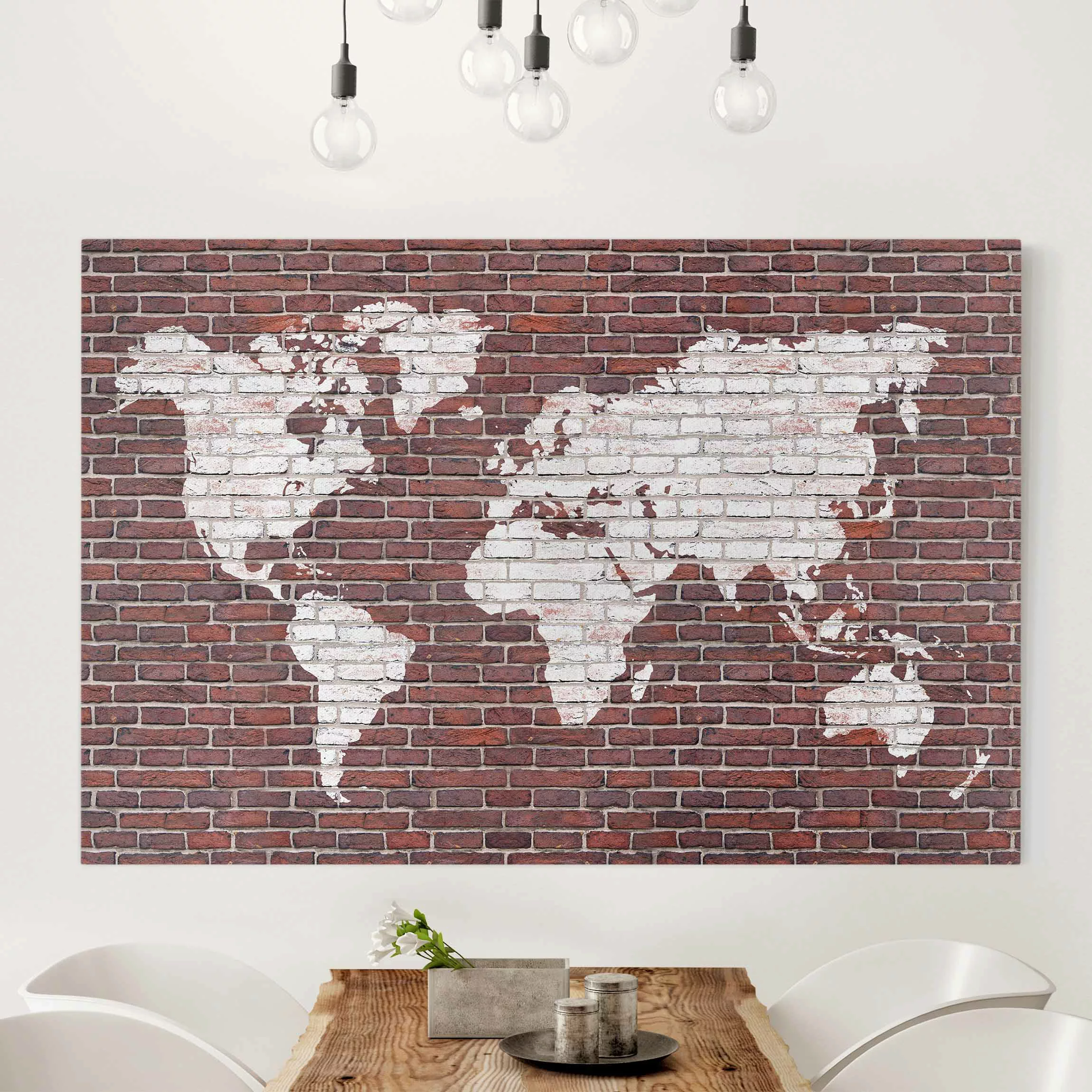 Leinwandbild Weltkarte - Querformat Backstein Weltkarte günstig online kaufen