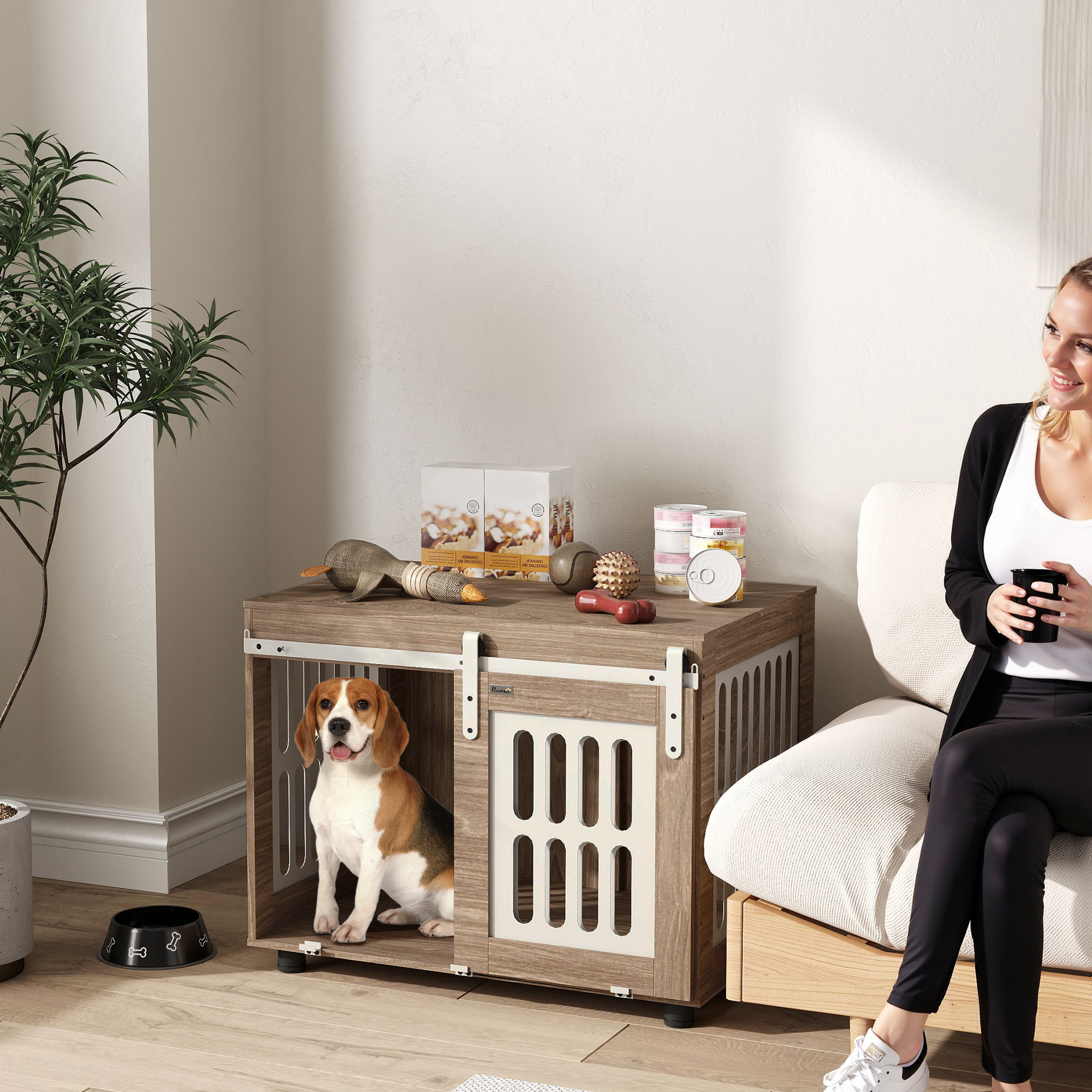 PawHut Hundekäfig mit Schiebetür, Haus für mittelgroße Hunde, gute Belüftun günstig online kaufen