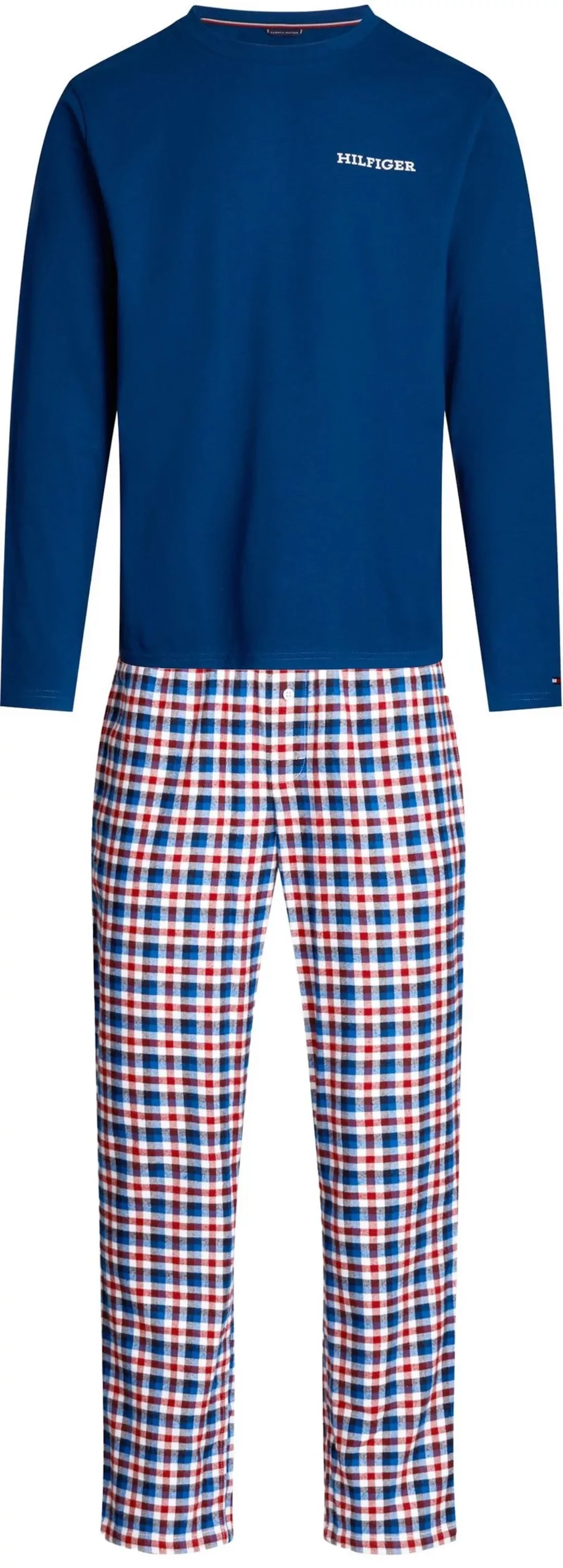 Tommy Hilfiger Pyjama Set Karos Navy - Größe L günstig online kaufen