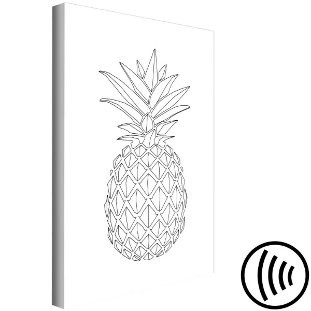 Wandbild Schwarze Umrisse der Ananas - eine minimalistische Zeichnung XXL günstig online kaufen