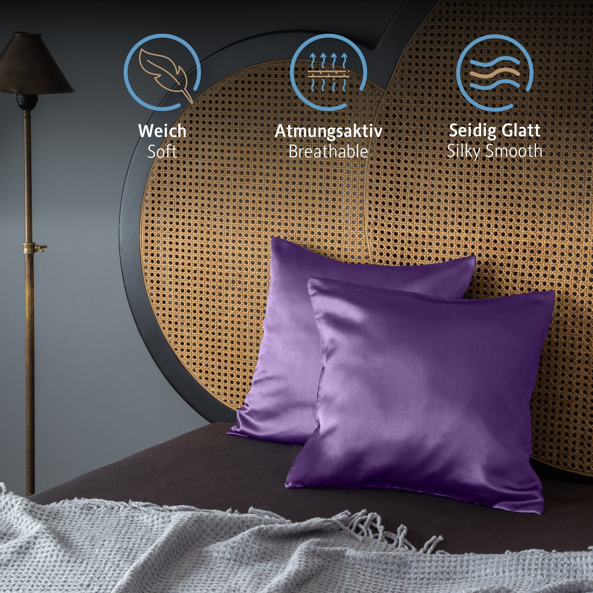 Komfortec Kissenbezug Mikrofaser Satin Kopfkissenbezug für günstig online kaufen