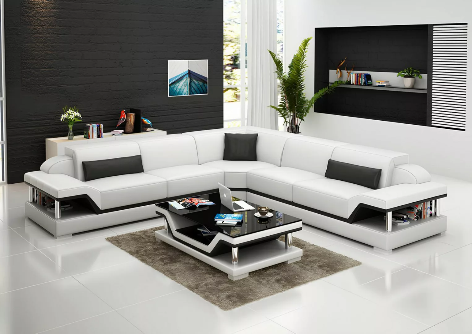 Xlmoebel Sofa Ledersofa Eckcouch Wohnlandschaft Ecksofa Eckgarnitur Design günstig online kaufen