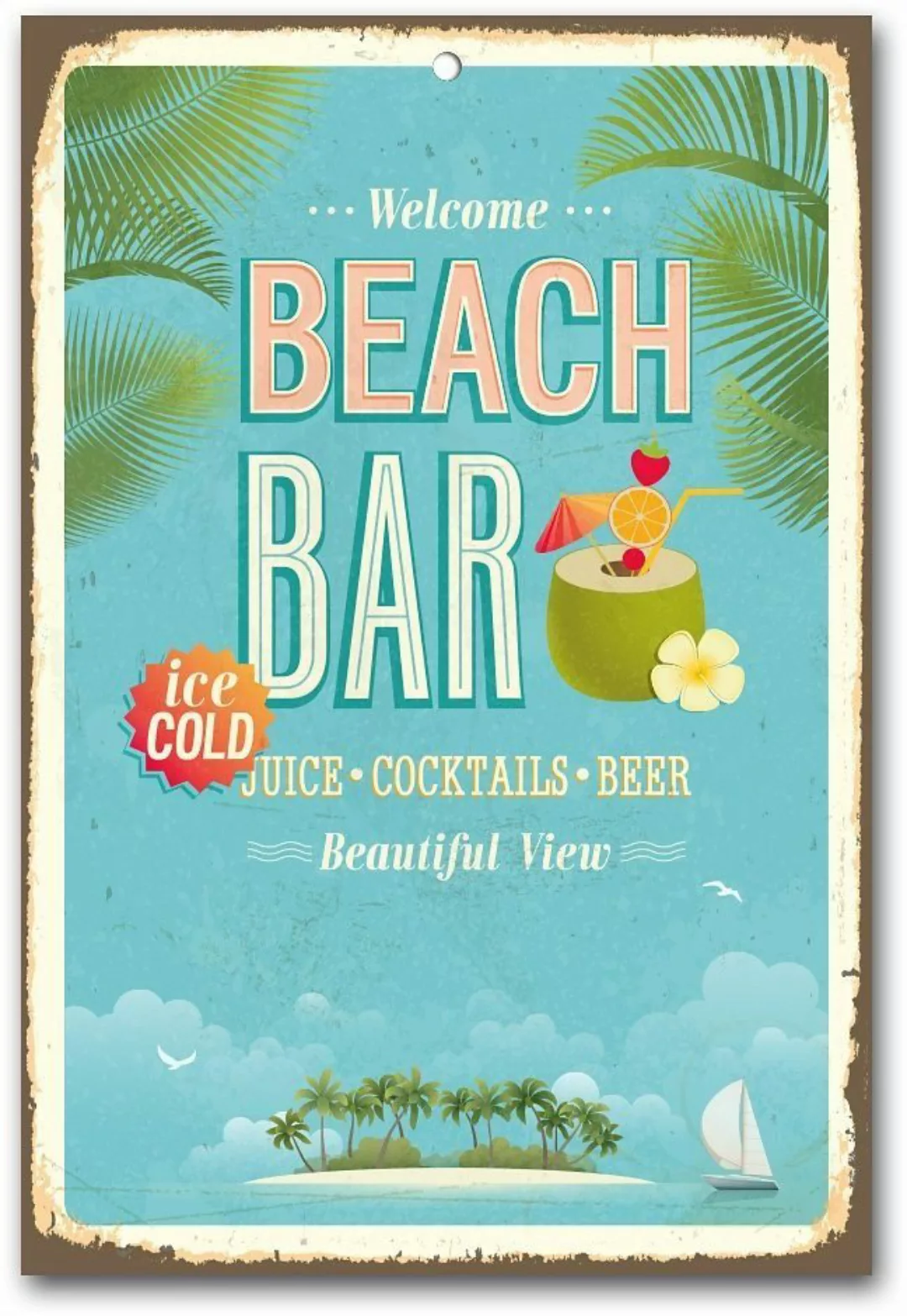 Home affaire Metallbild Beach Bar, Bar günstig online kaufen