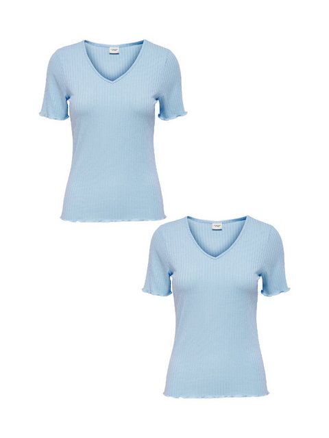 JACQUELINE de YONG T-Shirt Shirt 2er-Set Kurzarm V-Ausschnitt Stretch Obert günstig online kaufen