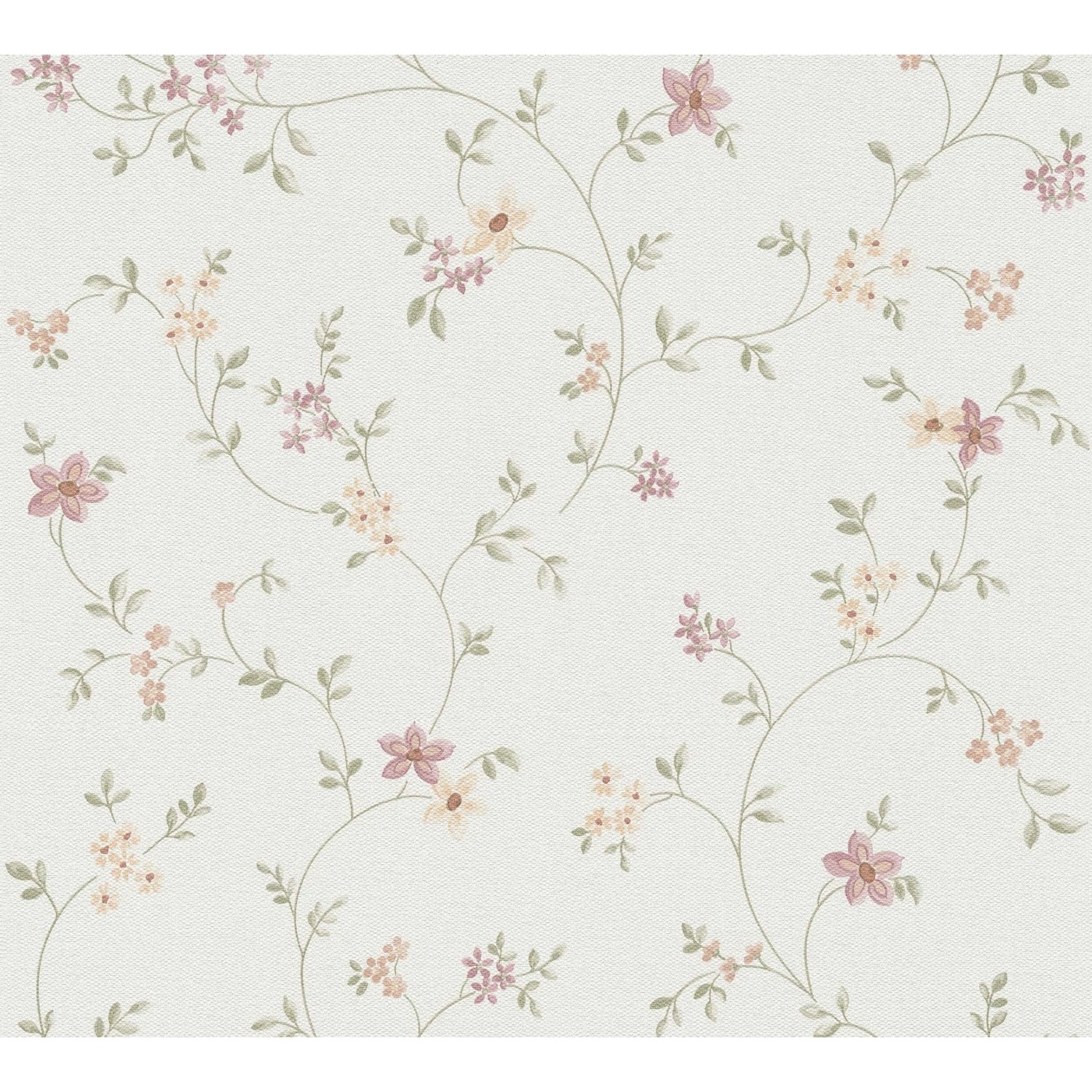 Livingwalls Tapete Blumenmuster Creme-Beige Grün Rosa und Orange 53 cm x 10 günstig online kaufen