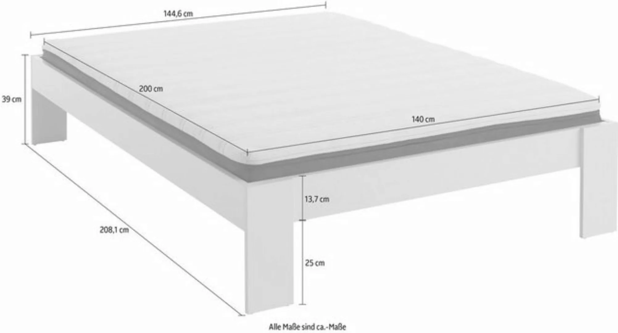 Relita Futonbett "Lian", LF 140 x 200 cm, frei im Raum stellbar günstig online kaufen