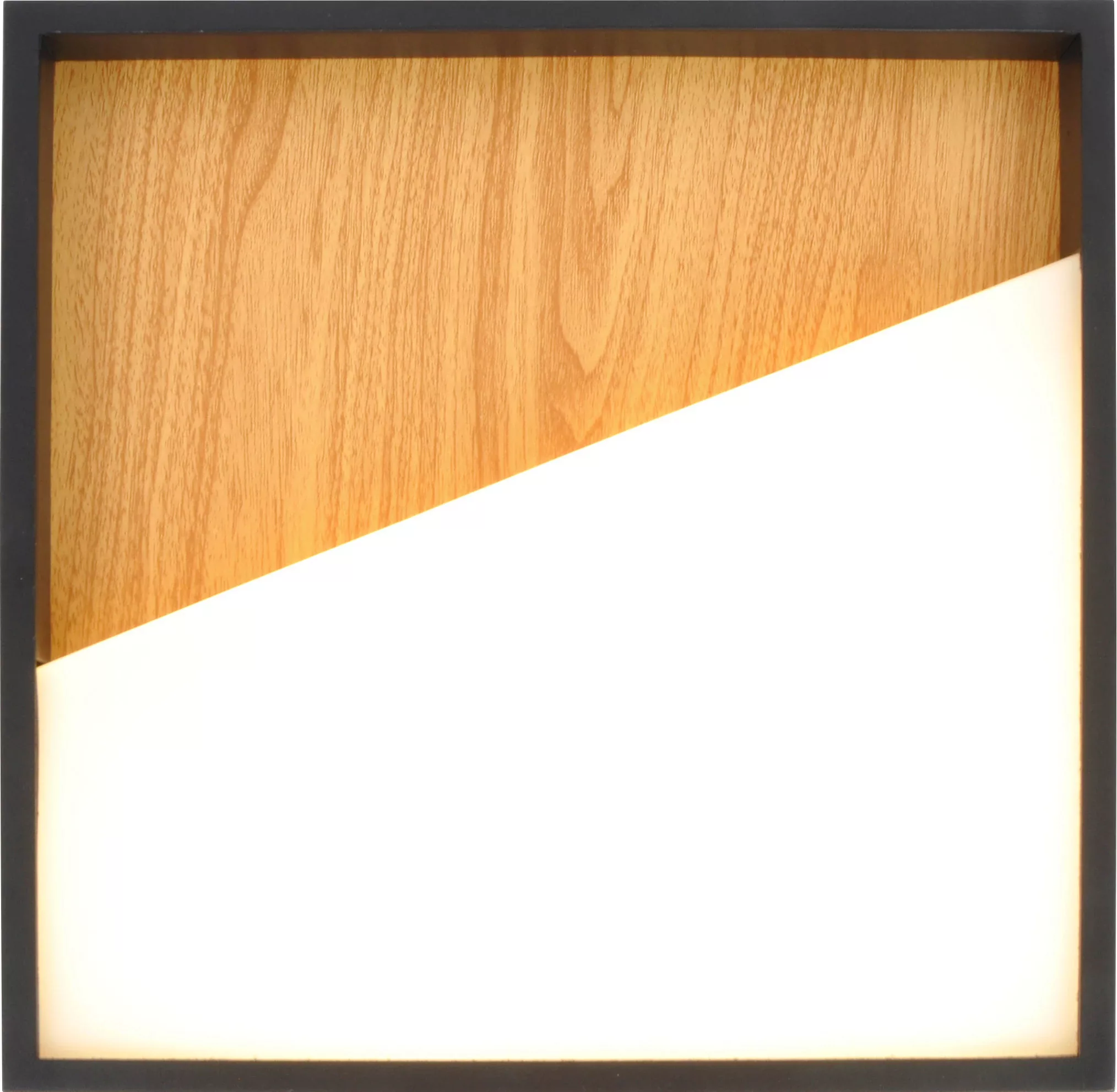 LED-Wandleuchte Vista, holz hell/schwarz, 40 x 40 cm günstig online kaufen