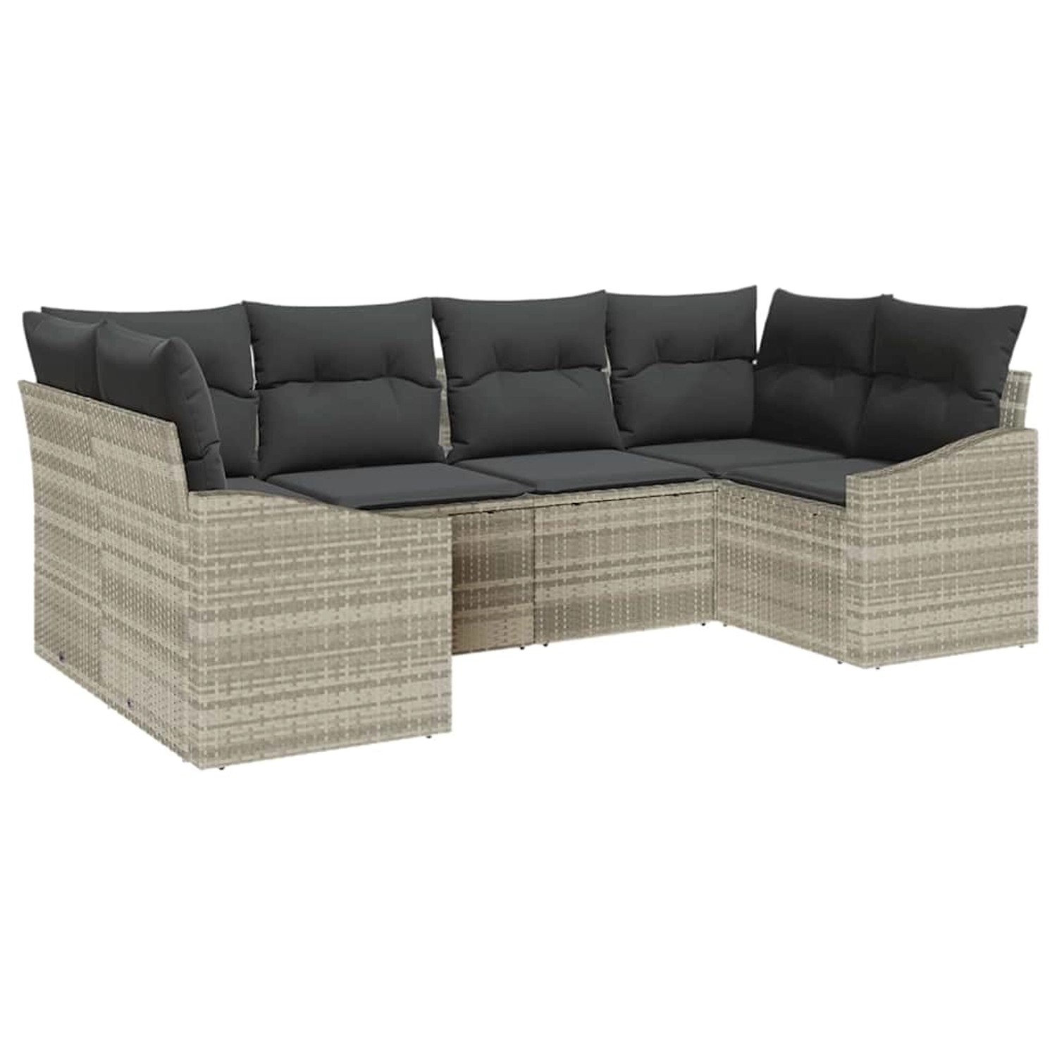 vidaXL Garten-Sofa-Set 6-Tlg Hellgrau Poly Rattan 3346862 günstig online kaufen