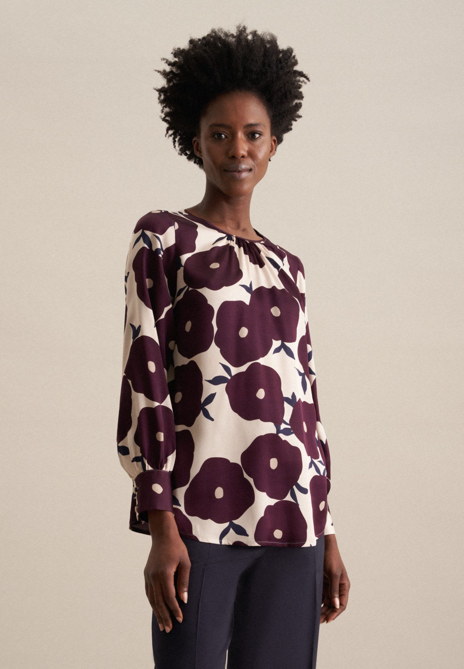 seidensticker Shirtbluse Schwarze Rose Langarm Rundhals günstig online kaufen