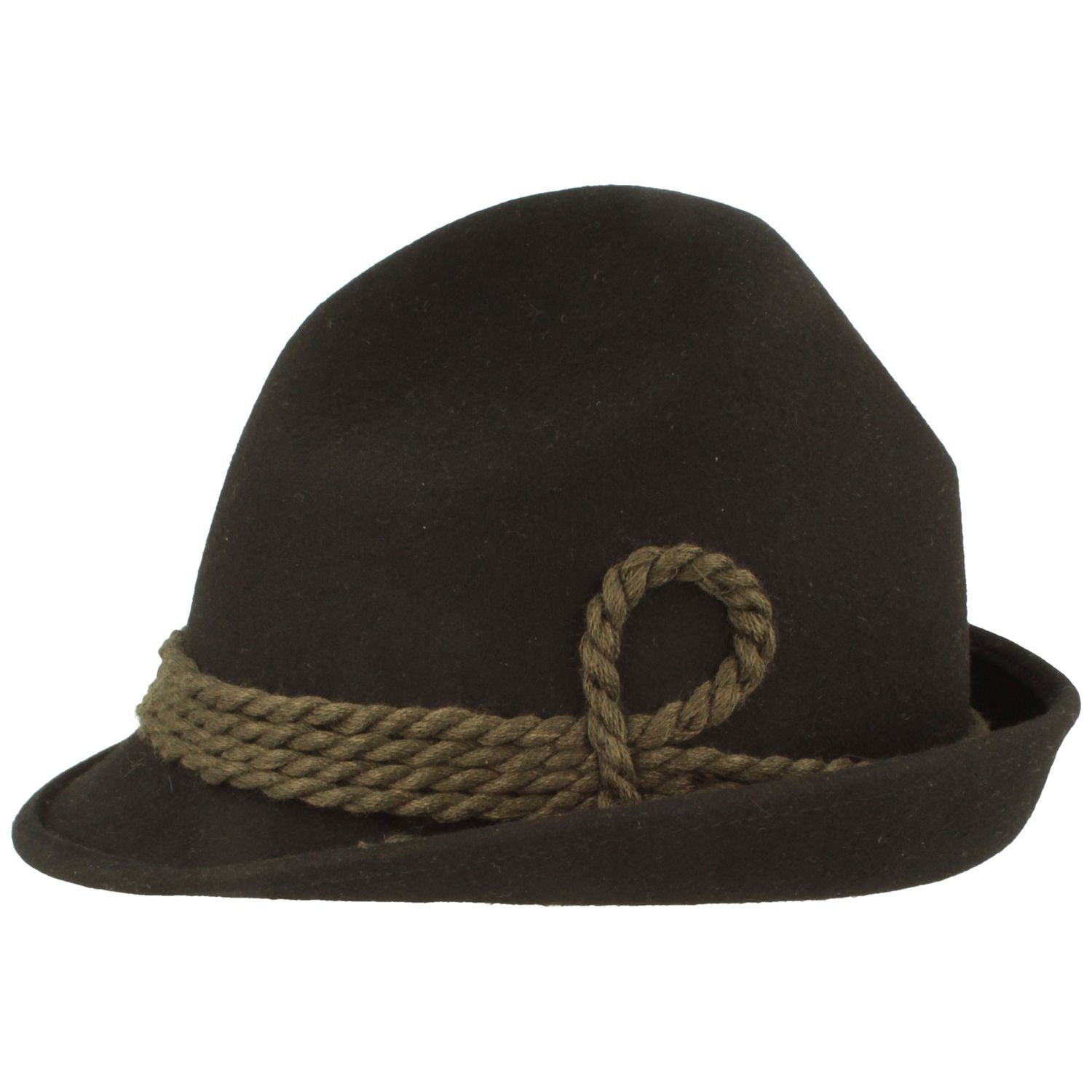 Breiter Trachtenhut Schmaler Spitzkopf mit Wollkordel günstig online kaufen