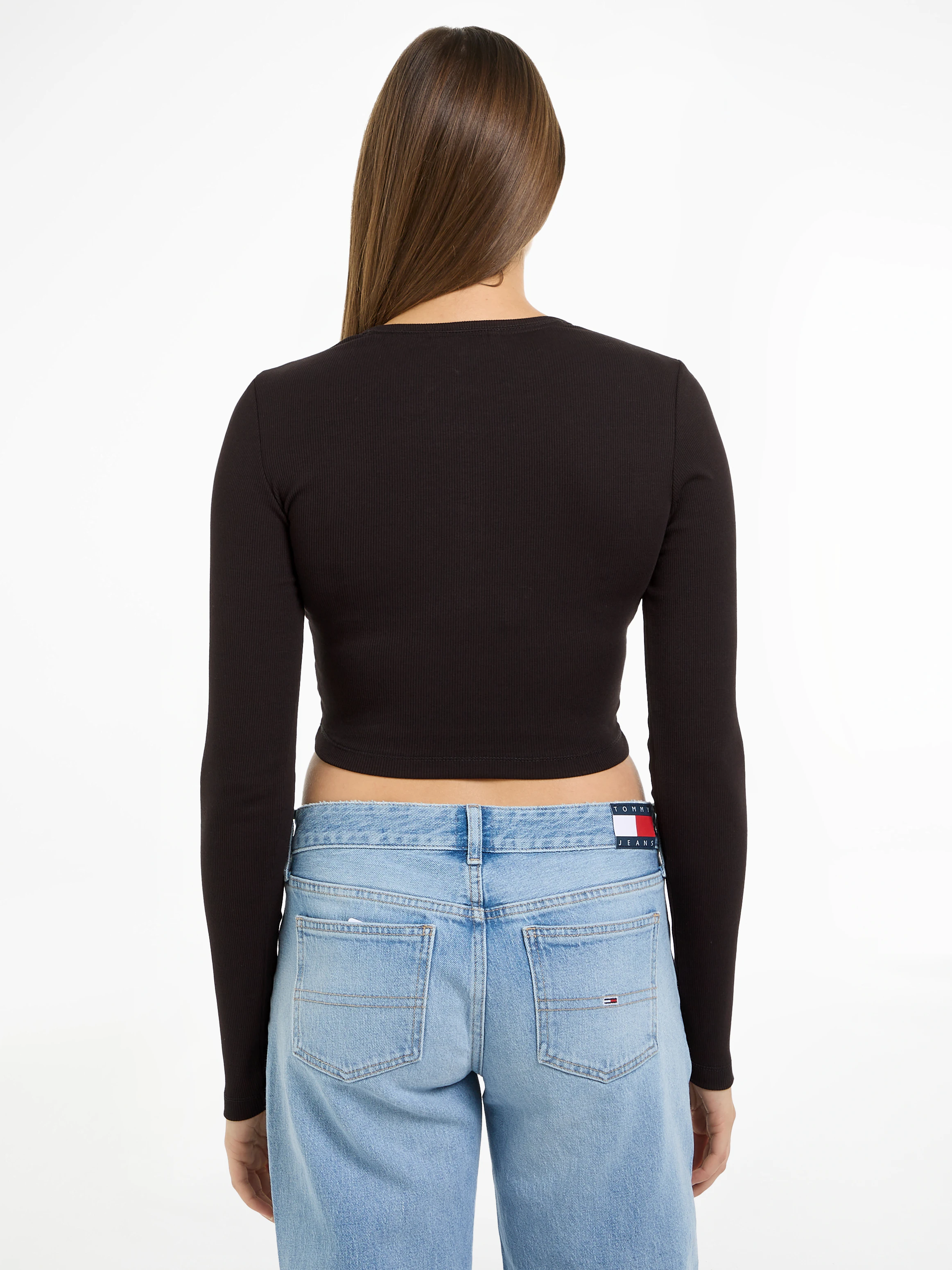 Tommy Jeans Langarmshirt "TJW CRP HENLEY TOP LS", in modischer Cropped Form günstig online kaufen