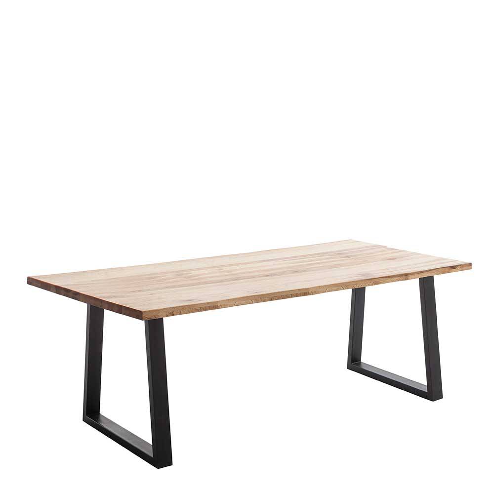 Esstisch Massivholztisch aus Zerreiche Massivholz mit Bügelgestell günstig online kaufen